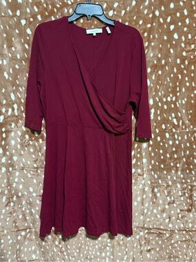Lark & Ro Wine Red Wrap-Style Dress